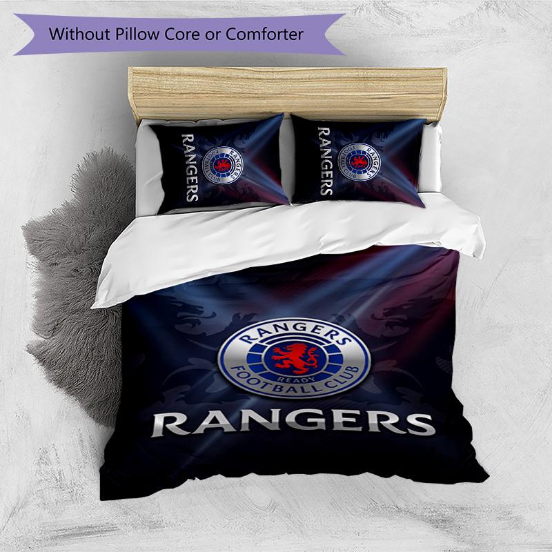 Set Biancheria da Letto Rangers FC Stampato 3 Pezzi Copripiumino Traspirante con Federe Biancheria da Letto Decorativa per Camera da Letto Casa