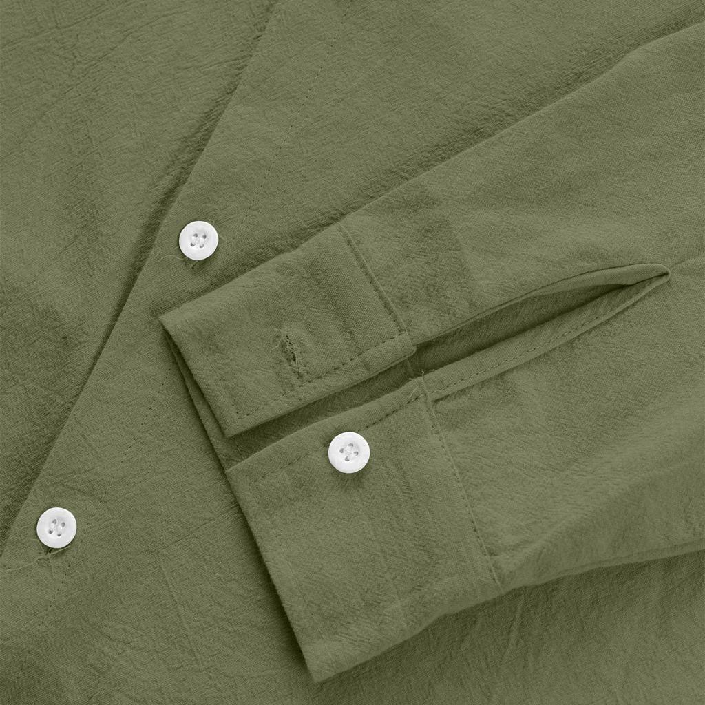 Men's Linen Relaxed Fit Long Sleeve Shirt and Pants Beach Set for Summer
