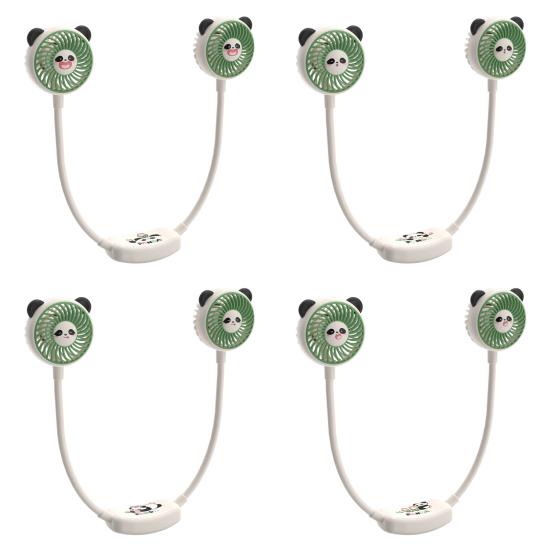 Hanging Neck Fan with Dual Adjustable Panda Heads 3-Speed Wind Cooling Hands-Free Hanging Design USB Rechargeable Sports Cooling Neck Fan