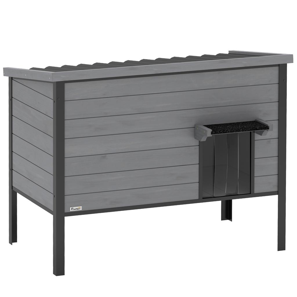 Weatherproof Cat House with Hinged Roof, Removable Floor, Entrance, for 1-2 Cats Up To 12 Kg, 85x55x70 Cm, Light Grey
