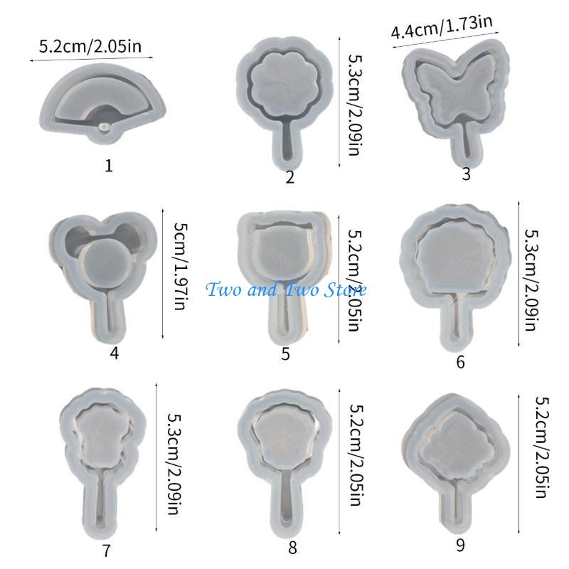 HX6F Trendy Sand Silicone Mold Keychain Moulds Fan Shaped Silicone Ornament Molds Durable DIY Crafts Molds for Making Pendant