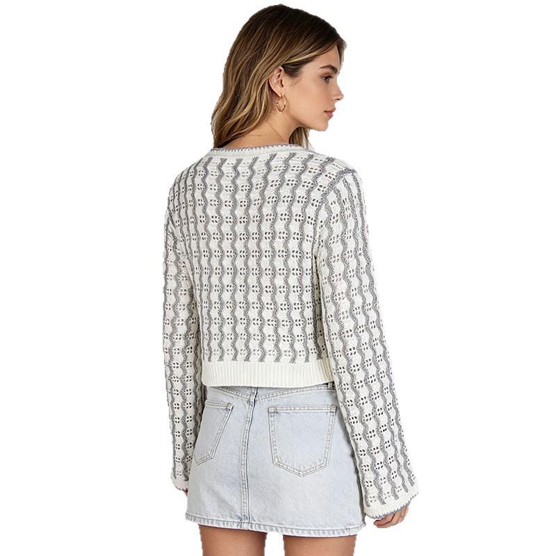European and American Fashion Women's Long Sleeve Round Neck Knit Sweater