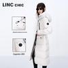 Jinyujie 2024 Winter Women's Long Goose Down Jacket with Waist Tie