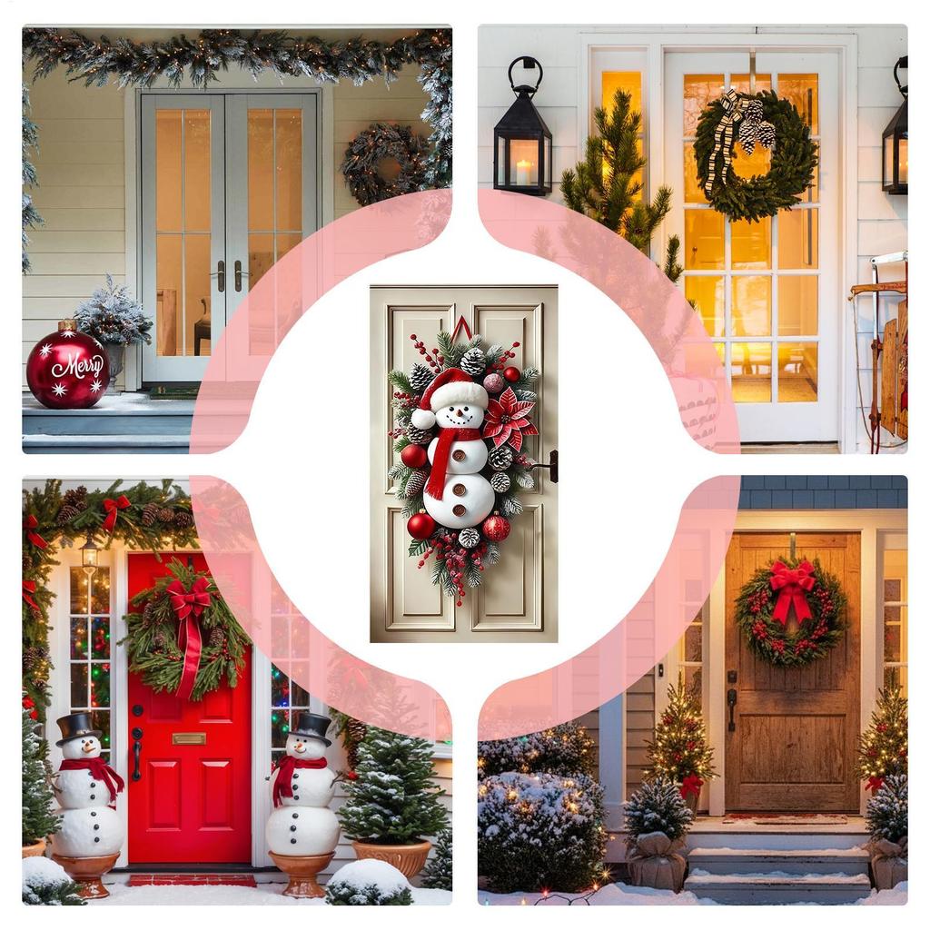 Front Door Christmas Decorations Snowman Cute Home Decor Cute Snowman Door Hanger Sign for Indoor Outdoor Wall Living Room Patio