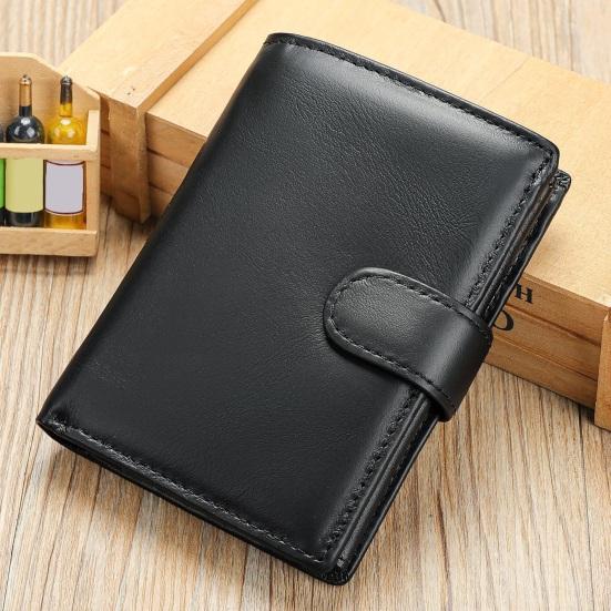 Vintage Men Faux Leather Wallet RFID Blocking Bi-fold Short Wallet Minimalist Slim Anti-Theft Credit Card Holder Front Pocket Wallet