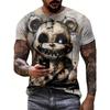 Graffiti Art Graphic T-Shirts Funny Animal 3D Print Men's Round neck Short Sleeve T-Shirts