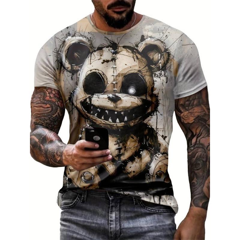 Graffiti Art Graphic T-Shirts Funny Animal 3D Print Men's Round neck Short Sleeve T-Shirts
