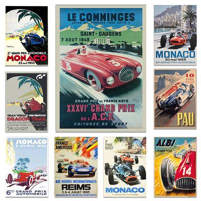 Oldtimer Rennen Grand Prix von Monaco Poster und Drucke Leinwandbild Wandkunst Drucke Bild für Wohnzimmer Heimdekoration