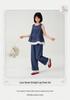 Retro Summer Lace Patchwork Denim Set - Sleeveless Vest & Wide-Leg Pants