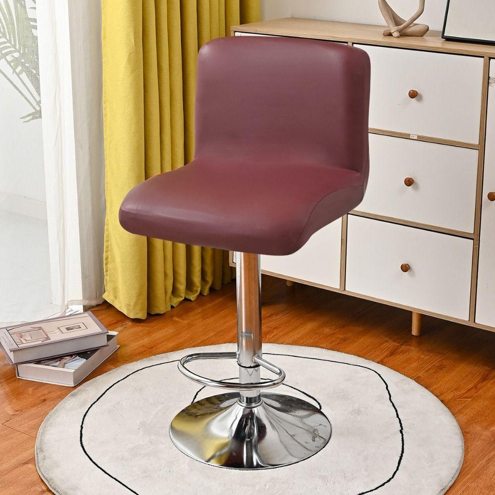 Fashion Anti-Slip Bar Stool Chair Cover PU waterproof Pu Leather Chair Cover High footstool elastic chair cover Dining Room