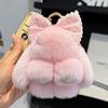 Real Rex Rabbit Hair Cute Doll Rabbit Bow Car Keychain Pendant Bag Plush Dead Pendant Rabbit