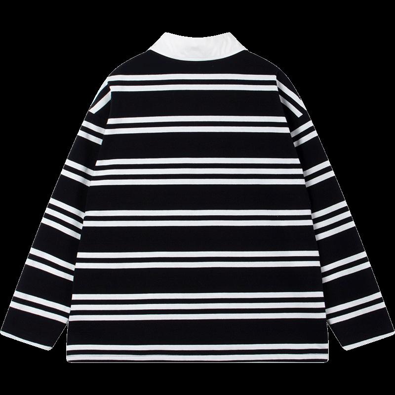 Mucmukn Kids' Retro Faux Two-Piece Striped Polo Shirt