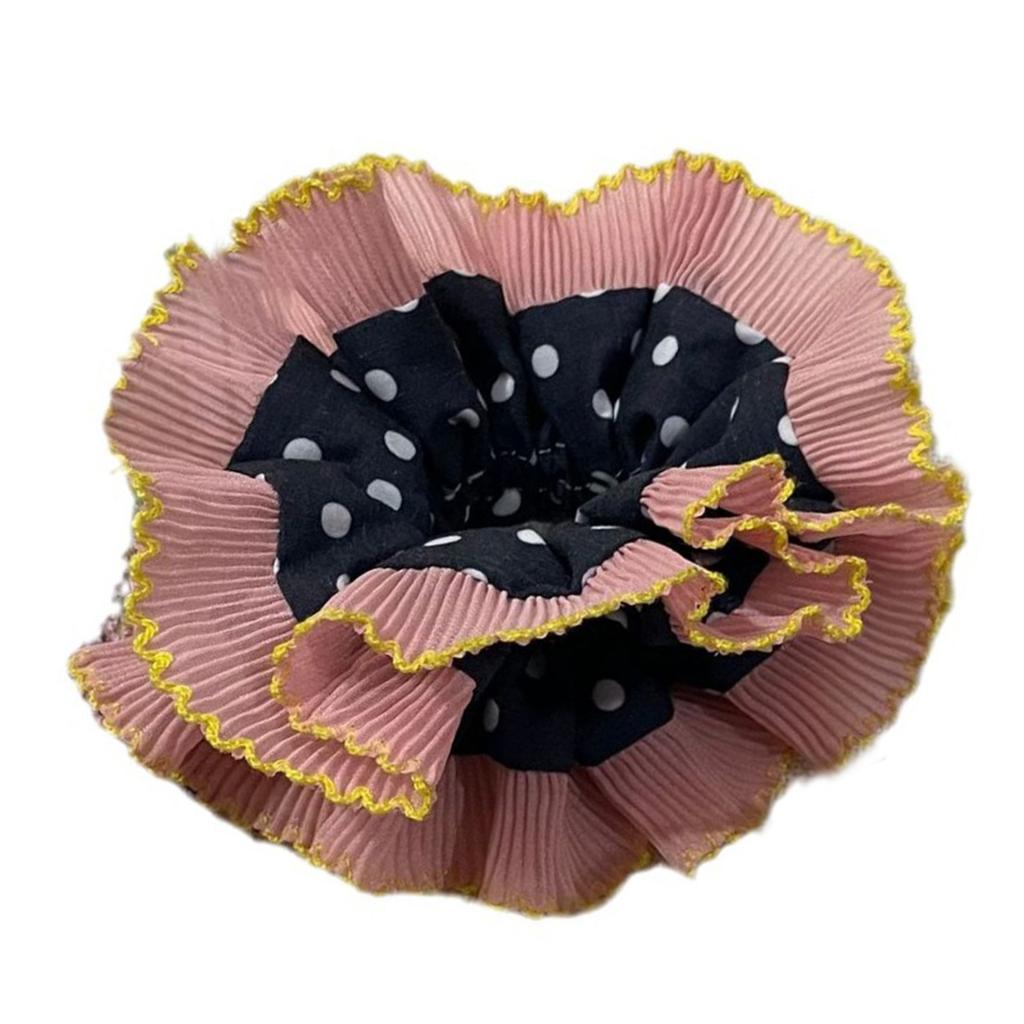 Aesthetic Lace Scrunchies Double Layer Elastic Hair Rope Wedding Party Hair Rope Big Buns Hair Elastic for Formal Casual