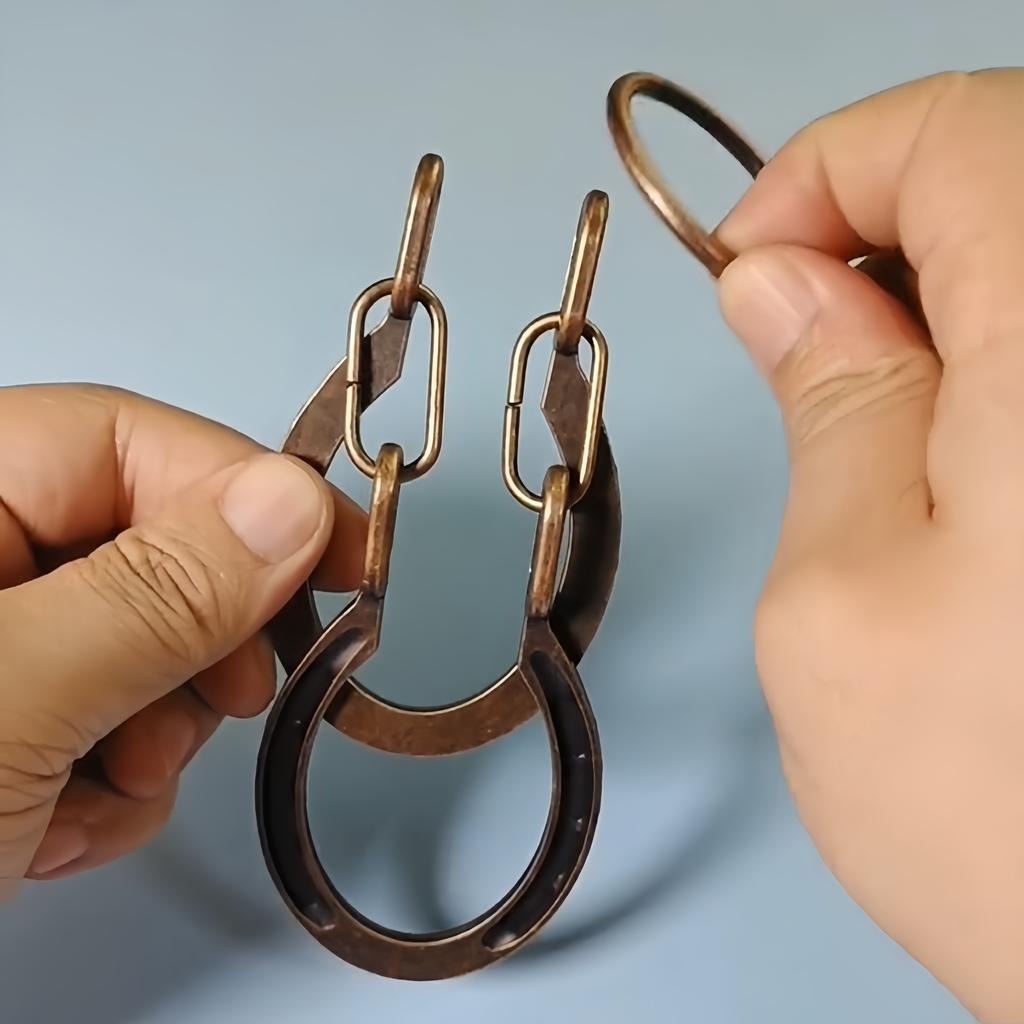 Kupfer Antik Puzzle Schloss, Klassisches Metall Knobelspielzeug, Zerlegepuzzles für Erwachsene, Tragbare Geschenkidee, Runde Form, Anderes Metallmaterial