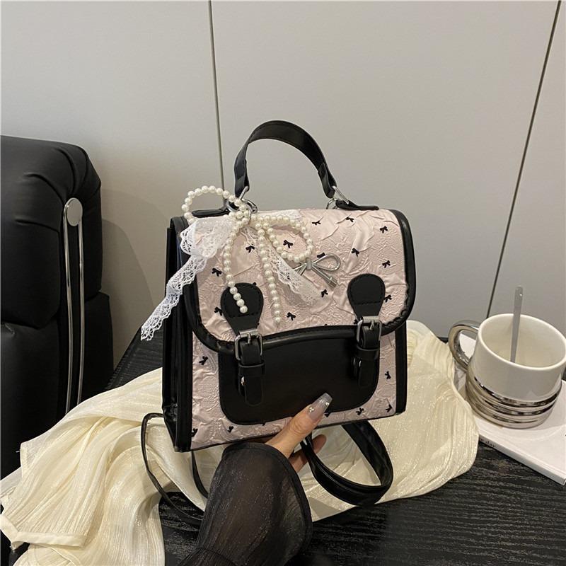 College Style Bow Print Small Backpack Women's Summer New Trendy Korean Version Leisure Travel Backpack