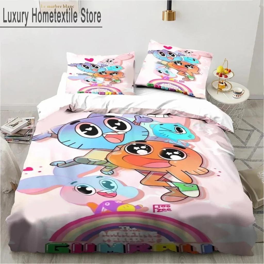 Cartoon The Amazing World Bedding Set Gumball Boys Girls Twin Queen King Size Duvet Cover Pillowcase Bed boys Adult