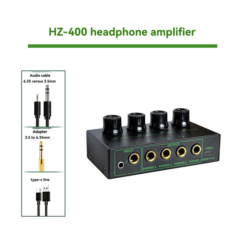 ABUO-4 Channel Low Noise Stereo Audio Amplifier Professional Headphone Amplifier For Sound Mixer PC Guitar