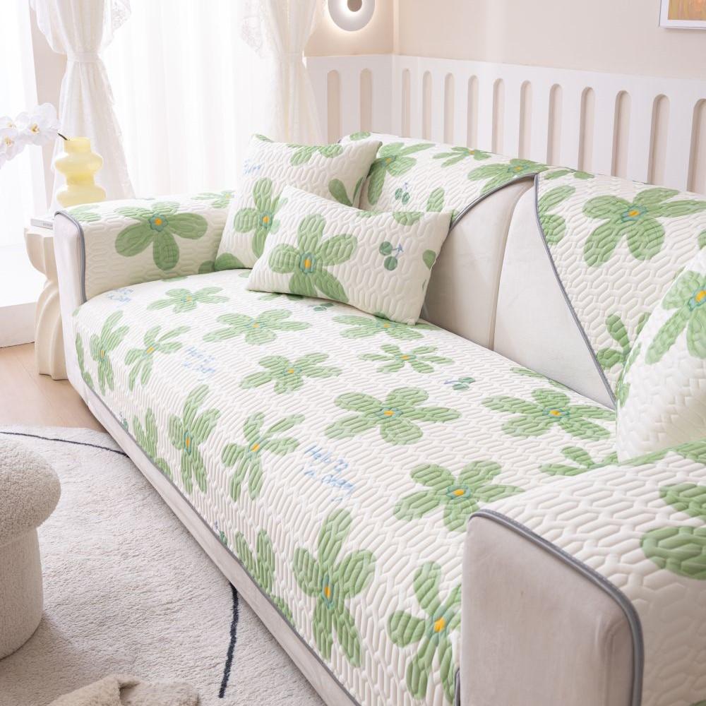 Living Room Anti-slip Couch Sofa Cover Summer Nordic Latex Flower Print Sofa Cushion Cover Slipcover Funda