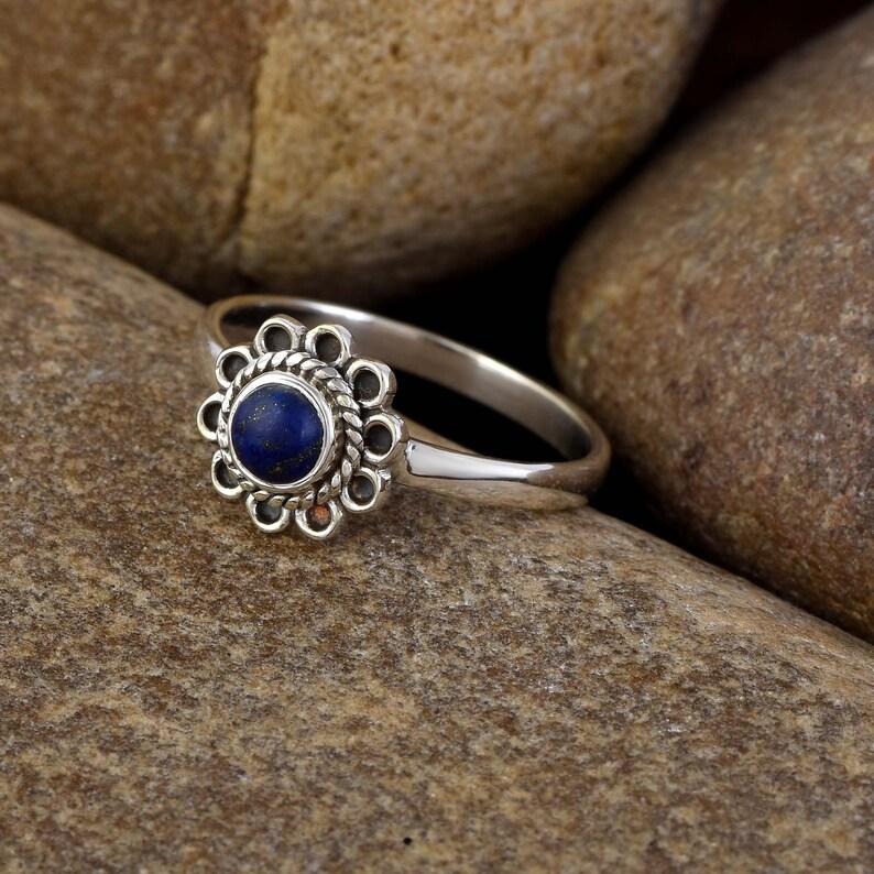 Lapis Lazuli Ring, Handmade Designer Ring, Stackable Ring, Birthday Anniversary Gift, 925 Silver Ring, Gemstone Ring