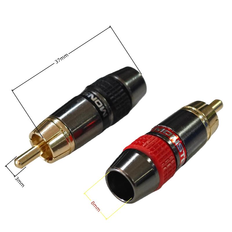 2/6/10 Pcs Gold-Plated Copper Lotus Solder Plug - Male Audio & Video Red-Black Extension Connector
