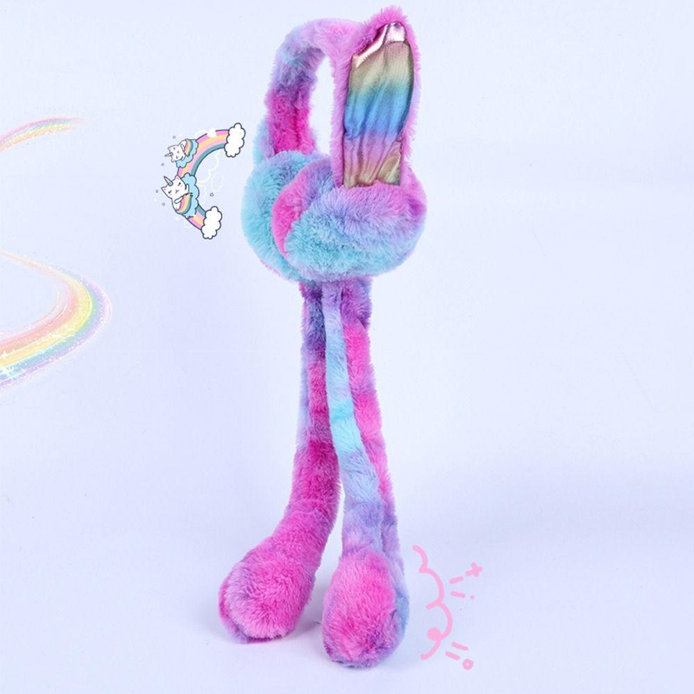 Winter Warm Plush Ear Warmers Soft Comfortable Gift Rainbow Airbag Earmuffs  for Women Girls