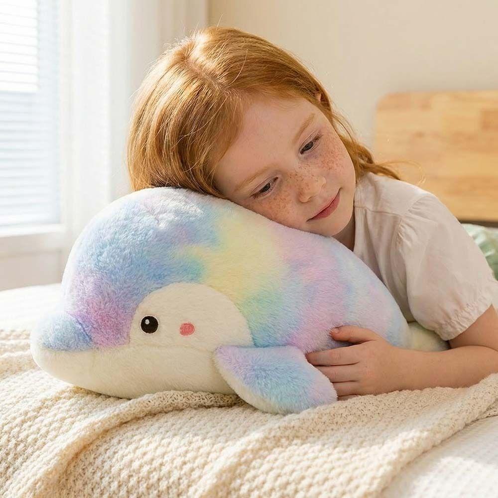 Soft Colorful Dolphin Plush Doll Cartoon Animal Plush Pillow Festival Party Decor