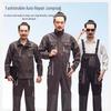 Stylish Long-Sleeve Workwear Set with Reflective Strips and Multi-Pocket Overalls