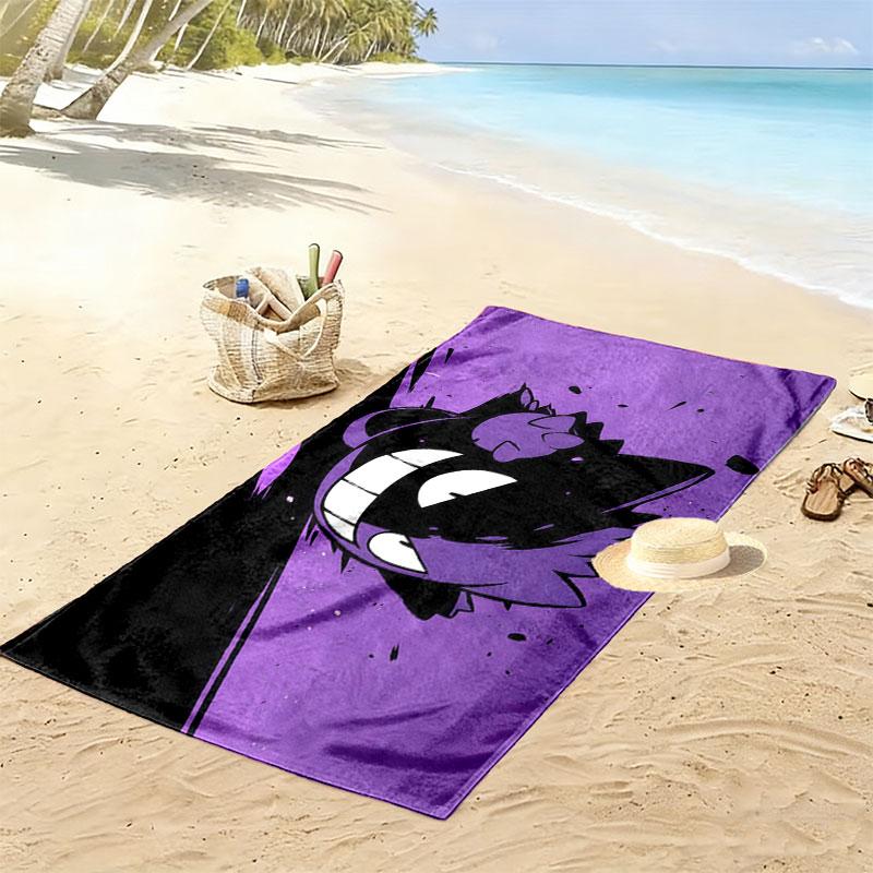 Gengar Print Beach Towel, Large Soft Quick Dry Towel for Beach Camping Swimming