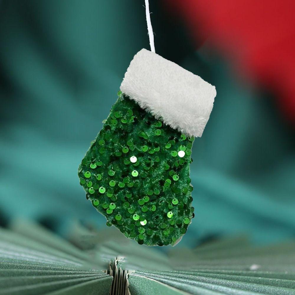 Hanging Christmas Tree Ornaments Plush Christmas Decoration Red Sequins Christmas Stocking  Holiday