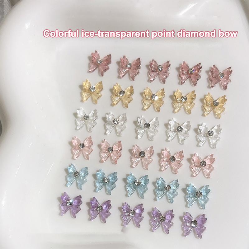 Runde Strass Nagel Schleifen Charms 20 Stück Eis Transparent Kristall Schleife Schmuck Diamant Harz Band Edelsteine Für Nägel Zubehör
