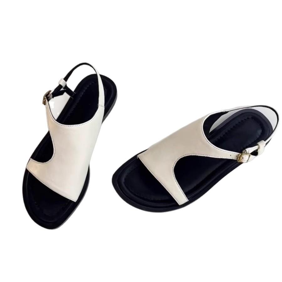 Spot version~ Fashion niche design rear strap sandals women's summer comfortable casual round head open-toed flat sandals