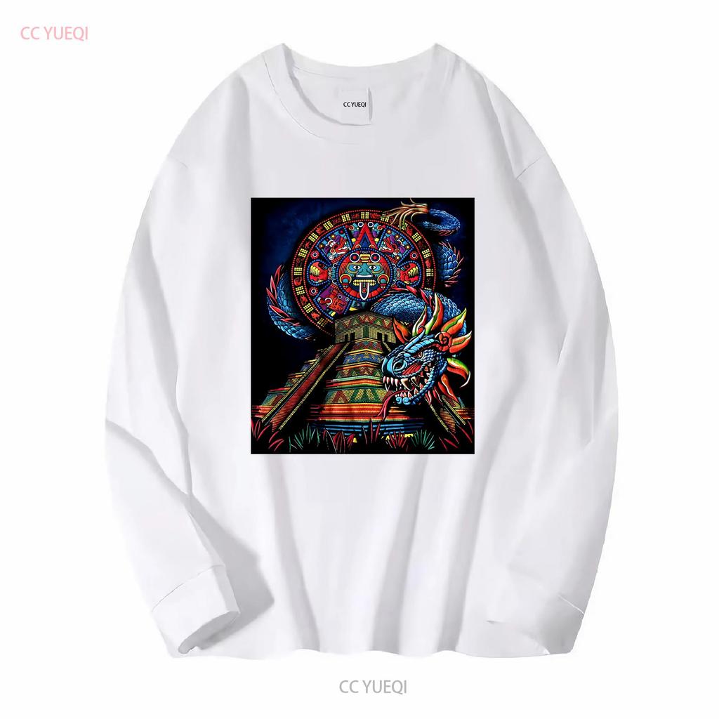 Unisexs Aztec Calendar Serpent T Shirt Vibrant Tribal Design Vintage Washed Fashion Stylish Breathable Versatile Soft Homme