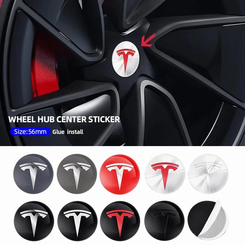 SGD4 4Pcs 56mm Car Wheel Center Hub Caps Emblem Stickers Auto Rim Cover Accessories For Tesla Model 3 S X Y Roadster SpaceX