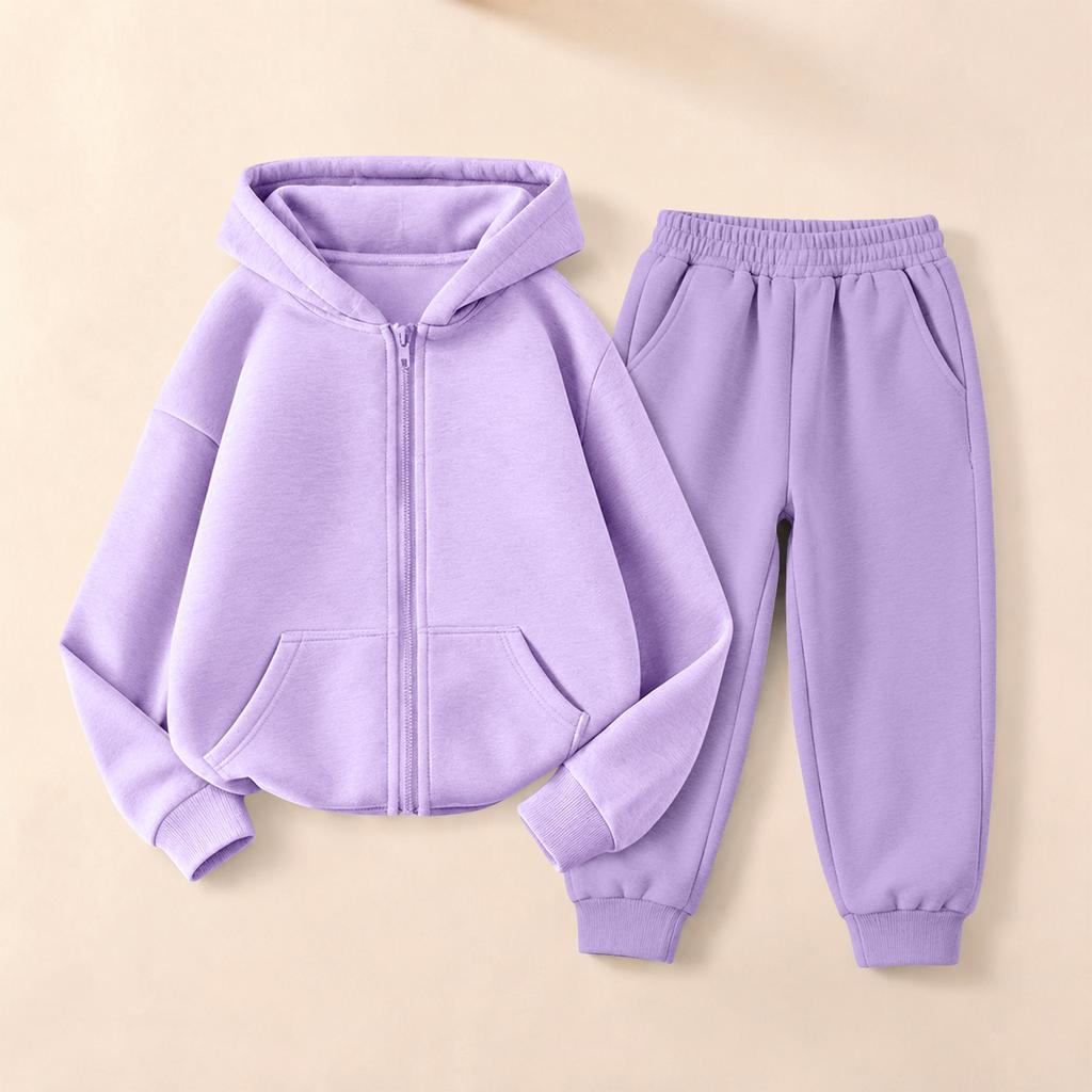 Kids Unisex Hooded Sweatshirt and Sweatpants Set Versatile Casual Sportswear for Boys Girls