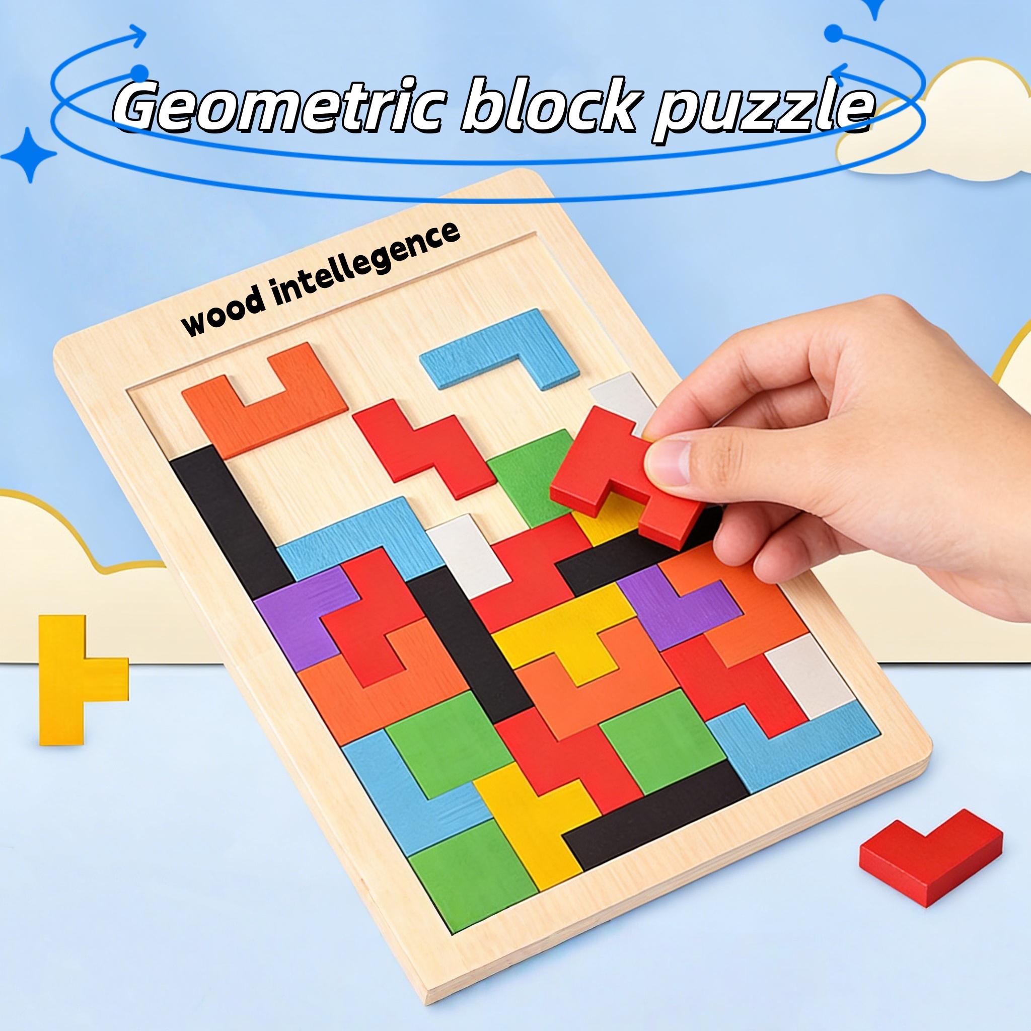 Auto Parts Decorate Wooden Building Block Puzzle Toy Tangram Puzzle Intelligent Colorful 3D Russian Building Block Children Montessori Education