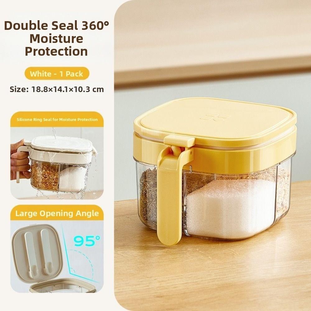 4 Grids Sealed Seasoning Jar Push-type Condiment Storage Container Spice Tank Restaurant