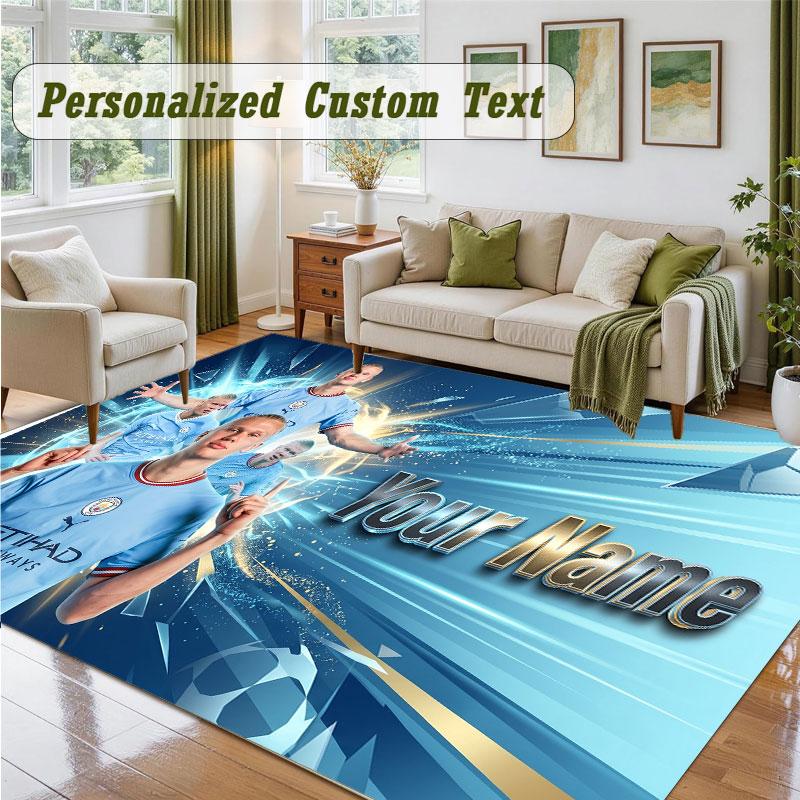 Crystal Velvet Square Rug Custom NameErling Haaland Pattern Non Slip Home Floor Decor Rug