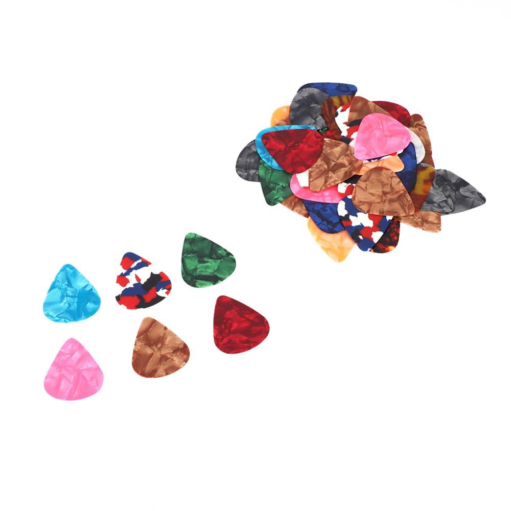 100PCS 0.46mm Thin Gauge Guitar Picks Mixed Colors Bass Guitar Picks Celluloid Plectrums For Guitar