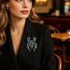 Halloween Arachnid Brooch Crystal Costume Pin Alloy Statement Lapel Accessory for Party Outfits, Coats and Bags