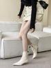 2025 Autumn New European and American Style Versatile Quality Thin Wood Grain and Pointed Short Boots