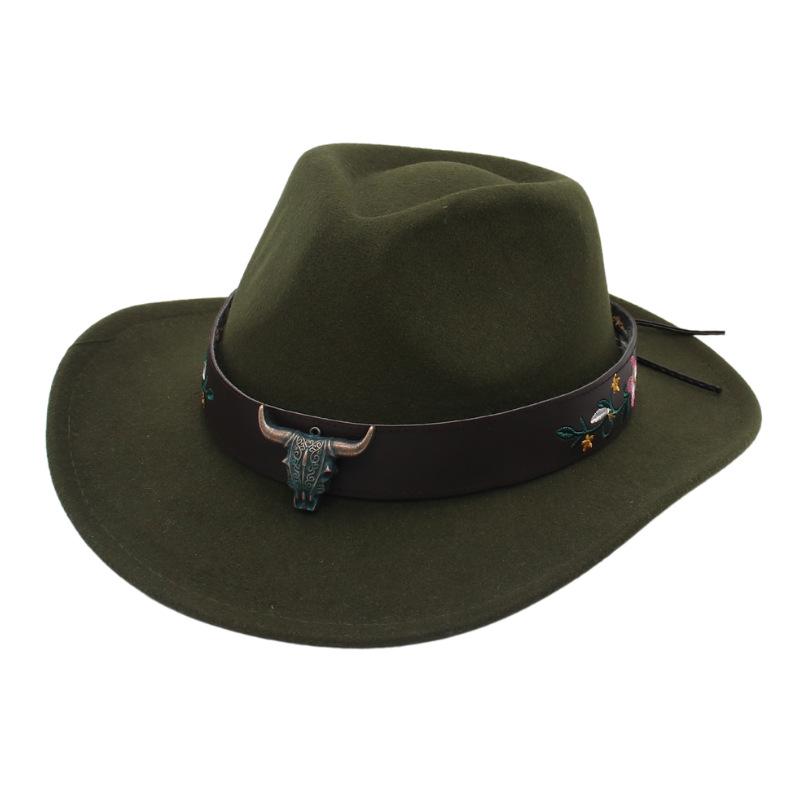 Western Cowboy Hat Dance Performance Jazz Hat Belt Accessories Felt Hat Studio Couple Hat