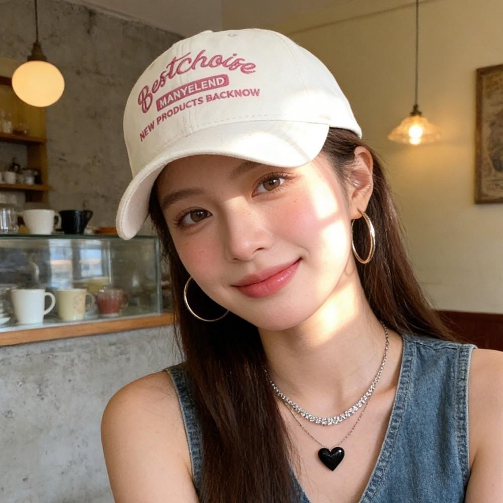 Solid Color Embroidery Letter Baseball Cap Cotton Peaked Cap Apparel Accessories Sun Hat  Girl