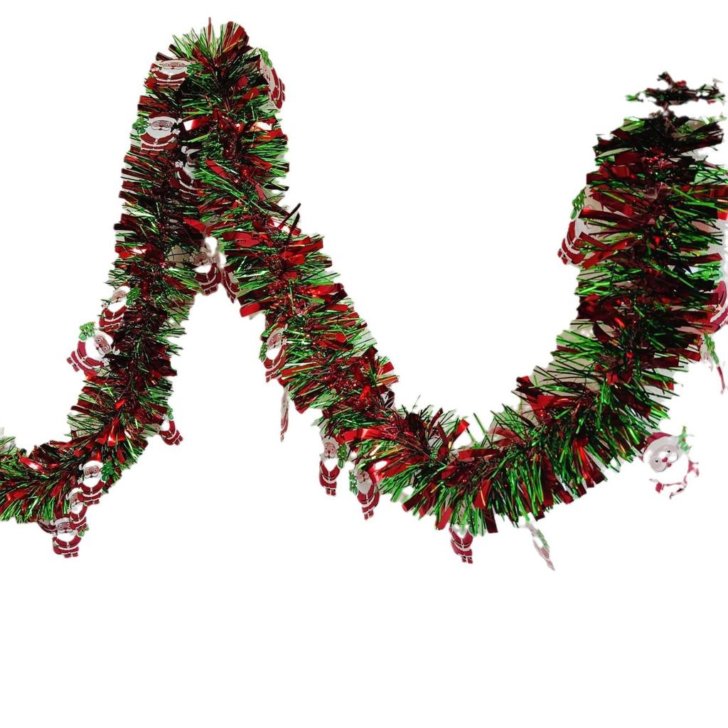 Christmas Dark Green White Edge Tinsel with Feather Strip and Madder Encryption