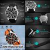 Men's Big Face Analog Chronograph Watch Orange Silicone Waterproof Casual Sports
