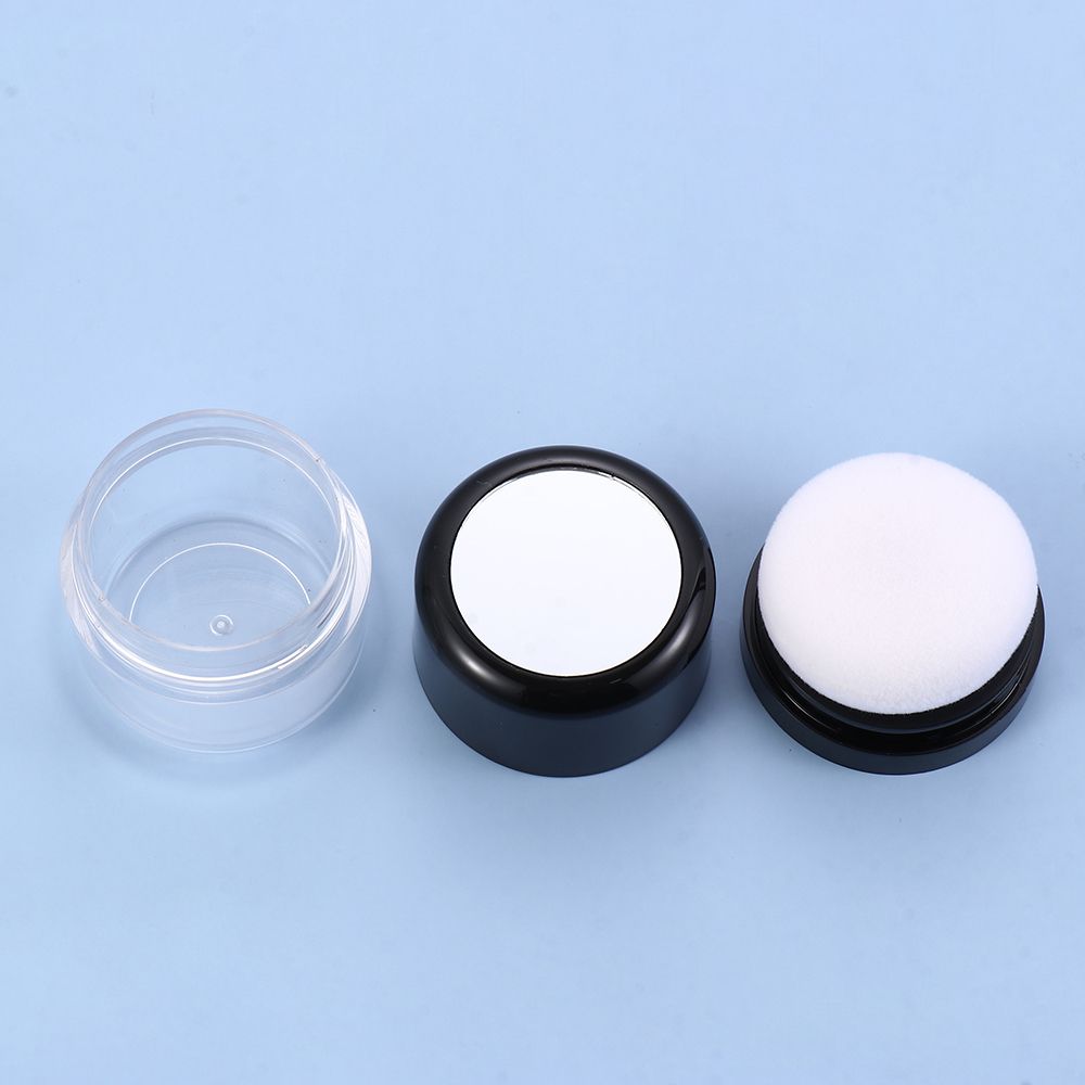 Portable Loose Powder Box with Mirror Travel Powder Case with Mushroom Sponge Puff Cosmetic Case Blusher Powder Jar Container