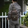 Vintage Crazy Horse Cowhide Leather Mens Chest Bag Retro Sports Casual Crossbody Sling Shoulder Bag Lightweight Outdoor Daily Bag for Men