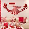 Double Happiness Flower Decoration Set for Wedding Room and Living Room Sofa Background.