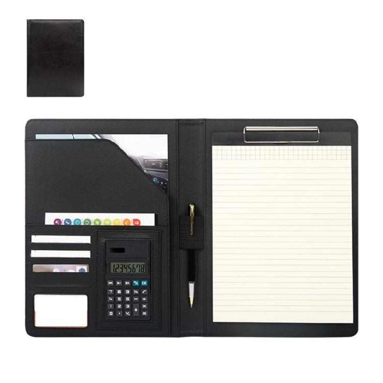 PU Leather Conference Folder with Clipboard Multiple Pocket Card Pocket Pen Slot Clipboard Business Document File Folder