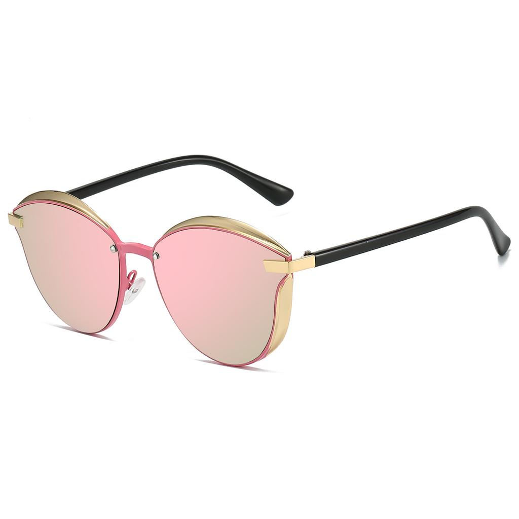 Fashion Ins Brand Design Shades Women's Retro Metal Rim Driving Anti UV Sunglasses Trendy Mirror Irregular Sun Glasses