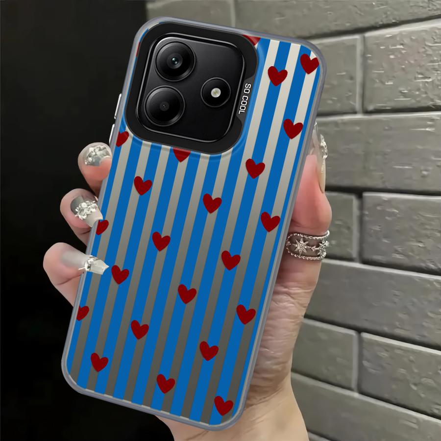 Back Phone Cover Case for Xiaomi Redmi Note 14 11 12 Pro 12s Note 13 Pro Plus 11s Stripe Love Heart